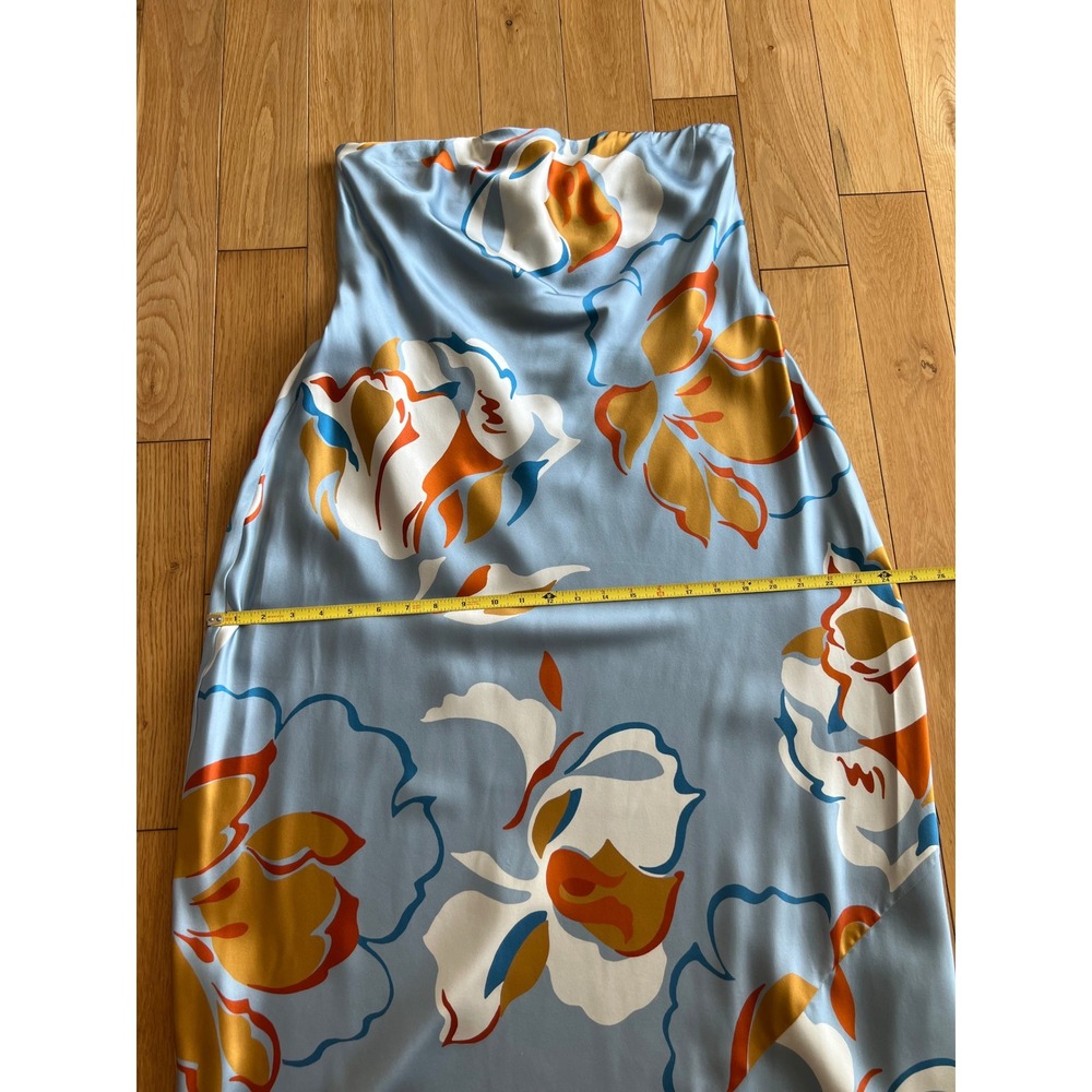 Reformation Joana Silk Strapless Dress Hyperion Blue Floral Midi Womens XL - Picture 9 of 10